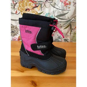 Totes Kids Girls Black/Pink Winter Snow Boots Carly kid's 11 Waterproof